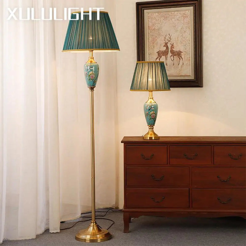 Afralia™ Retro European Ceramic Floor Lamp for Home Decor, Living Room, Bedroom, Sofas, and Bedside