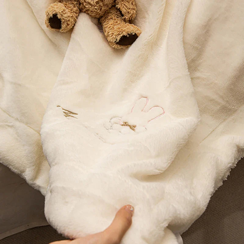 Afralia™ Tuscan Faux Rabbit Fur Embroidered Plush Throw Blanket cozy Winter Warmth