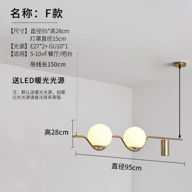 Afralia™ Glass Ball Chandelier Pendant Light for Kitchen Dining Room Bedroom