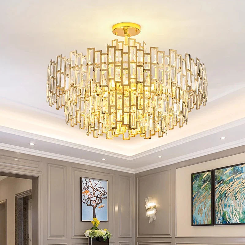 Afralia™ Crystal LED Round Ceiling Pendant Light for Luxury Dining Living Room