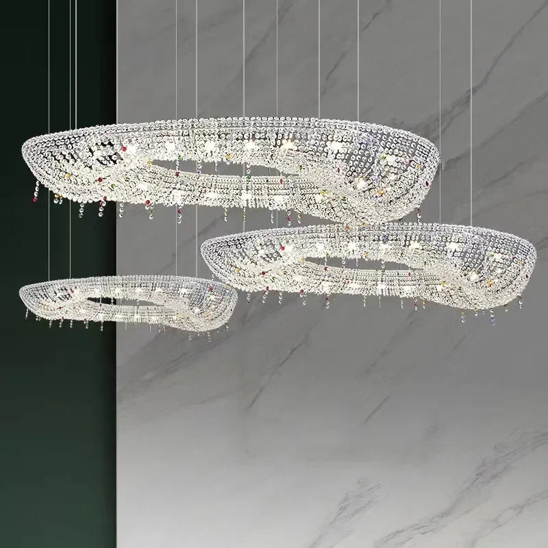 Afralia™ Oval LED Crystal Chandelier for Modern Living Dining Room Decor