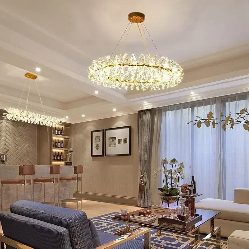 Afralia™ Luxury Crystal Chandelier LED Ceiling Light for Modern Living Room & Bedroom