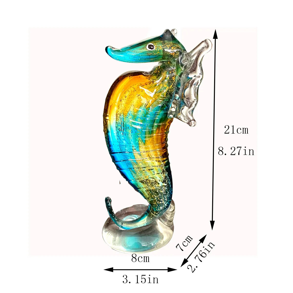 Afralia™ Hand Blown Glass Seahorse Figurine, Crystal Animal Craft Collection Display