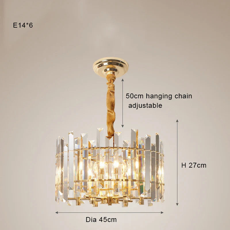 Afralia™ Crystal Round Chandelier Gold LED Modern Lustres for Living Room
