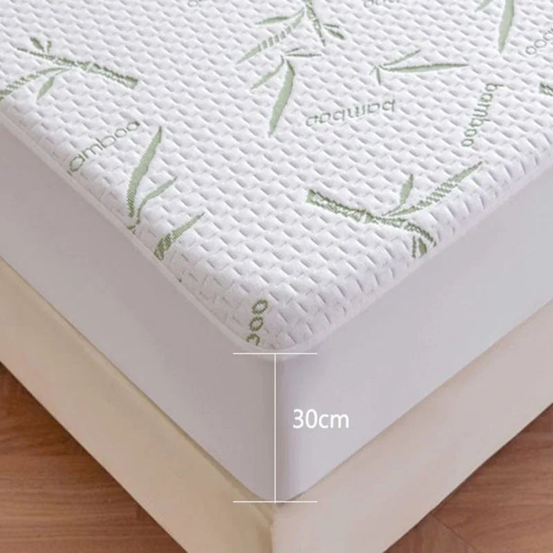 Afralia™ Bamboo Jacquard Waterproof Fitted Mattress Cover for Queen King Bed