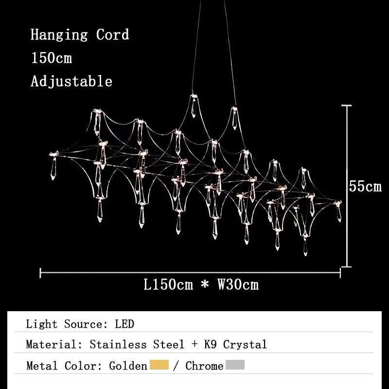 Afralia™ Nordic Art Deco Crystal Chandelier Pendant Light Fixture LED Living Room