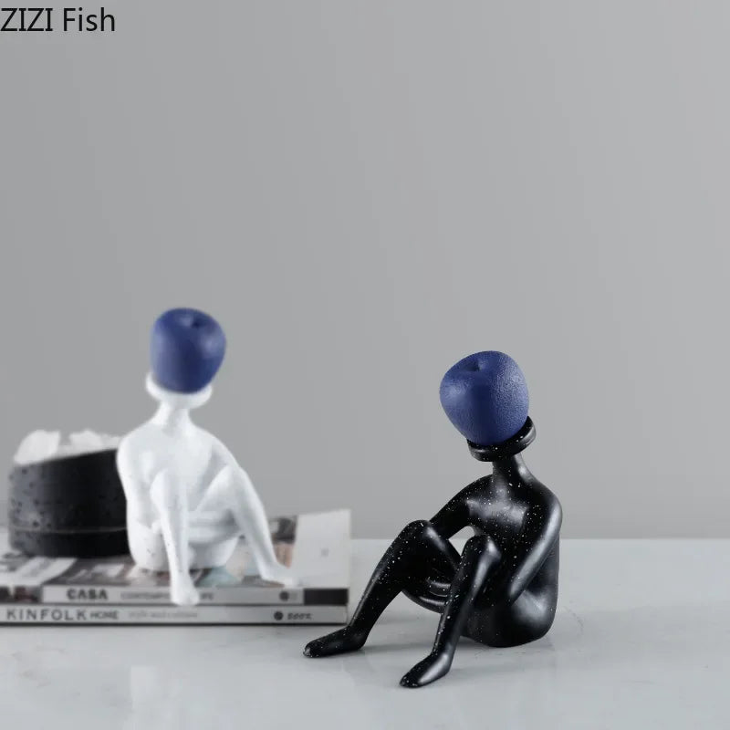 Afralia™ Abstract Thinker Resin Sculpture for Room Aesthetics Ornaments and Decor