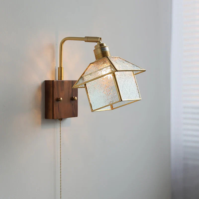 Afralia™ Vintage LED Wall Lamp Sconce with Rotatable Glass Shade & Pull Chain Switch