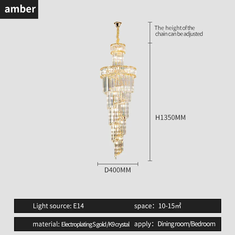 Afralia™ Crystal Spiral Chandelier Duplex for Modern Spaces
