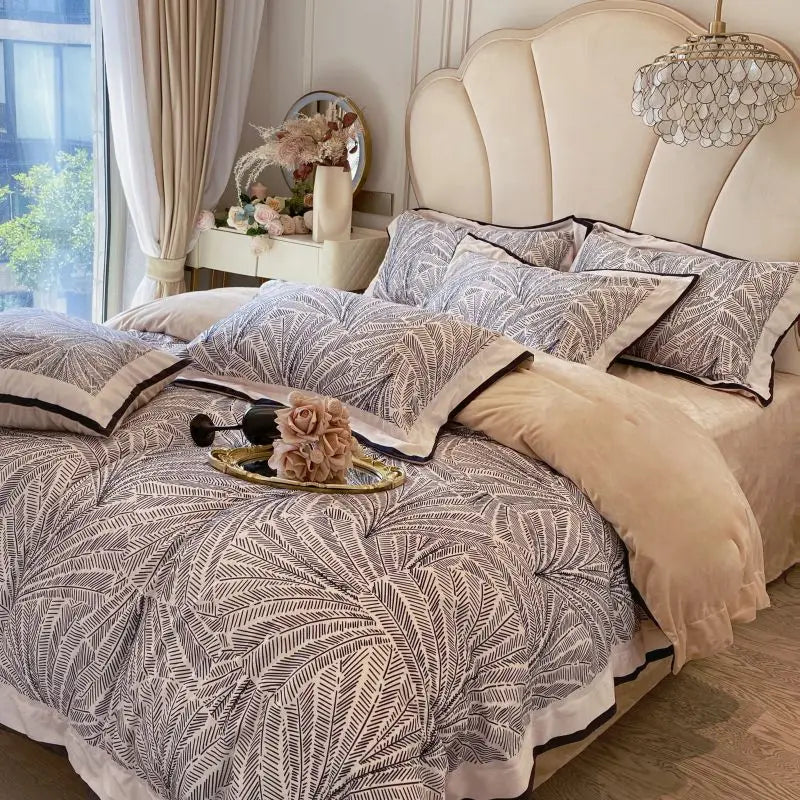 Afralia™ Leopard Print Velvet Bedding Set: Duvet Cover, Bed Sheet, Pillowcases