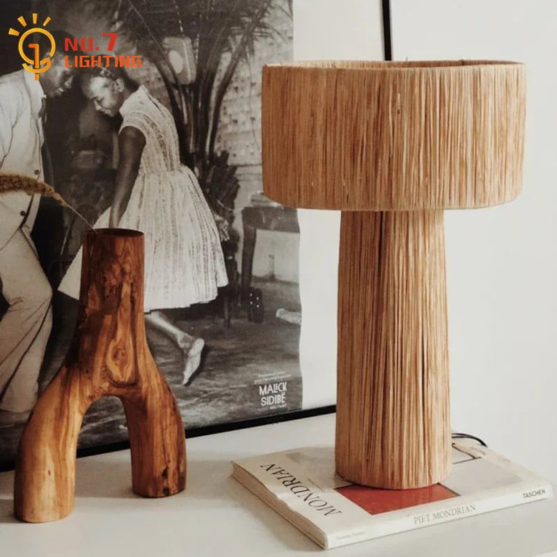 Afralia™ Wabi-Sabi Rattan LED Floor Lamp for Bedroom Living Room Studio