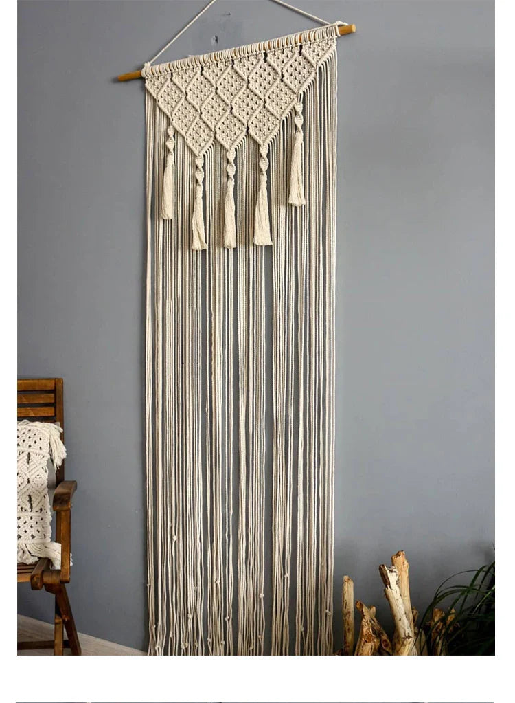 Afralia™ Macrame Boho Curtain Tapestry with Tassels