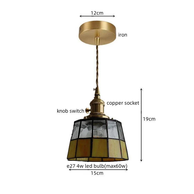Afralia™ Vintage Copper Glass Chandelier Pendant Light for Living Room, Bedroom, Bar