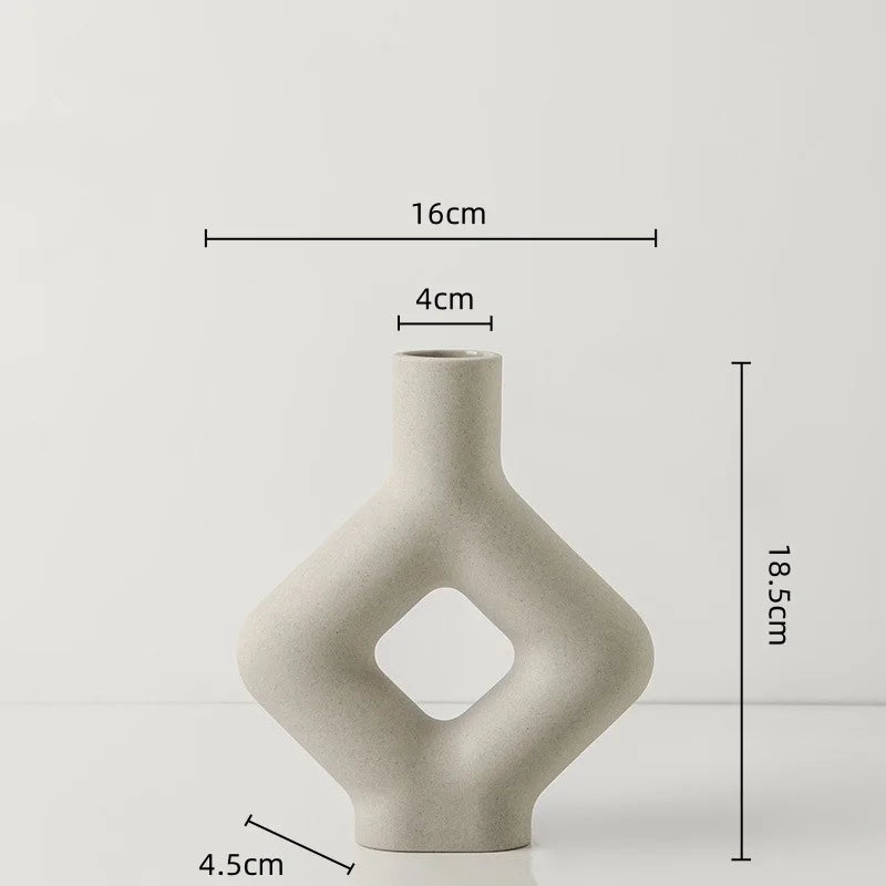 Afralia™ Geometric Ceramic Vase: Hollowed-out Letters Flower Arrangement Home Decor