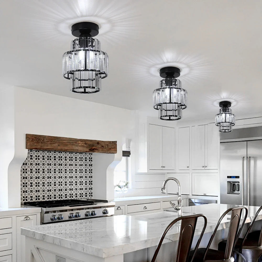 Afralia™ Crystal LED Ceiling Light Chandelier for Bedroom Living Room Dining Room