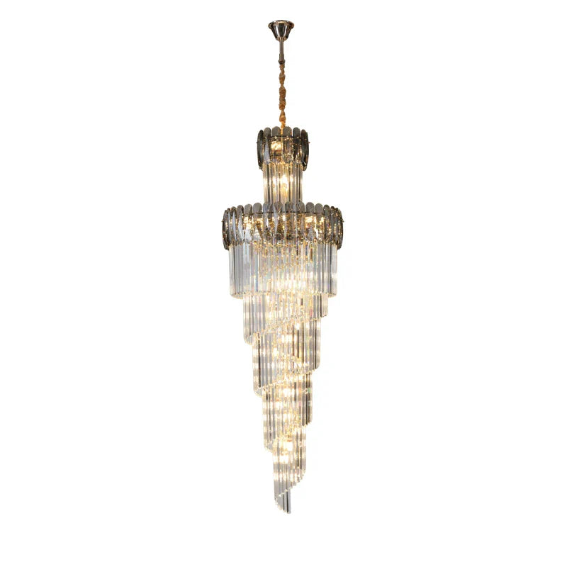 Afralia™ Crystal Luxury Chandelier: Designer Post-modern Duplex Living Room Long Chandelier