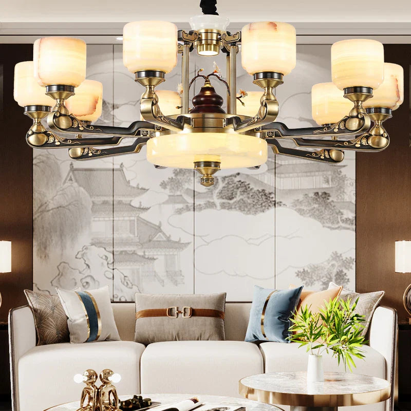 Afralia™ Luxe  Multi-storey Jade Chandelier for Elegant Chinese Villa Duplex Living Rooms