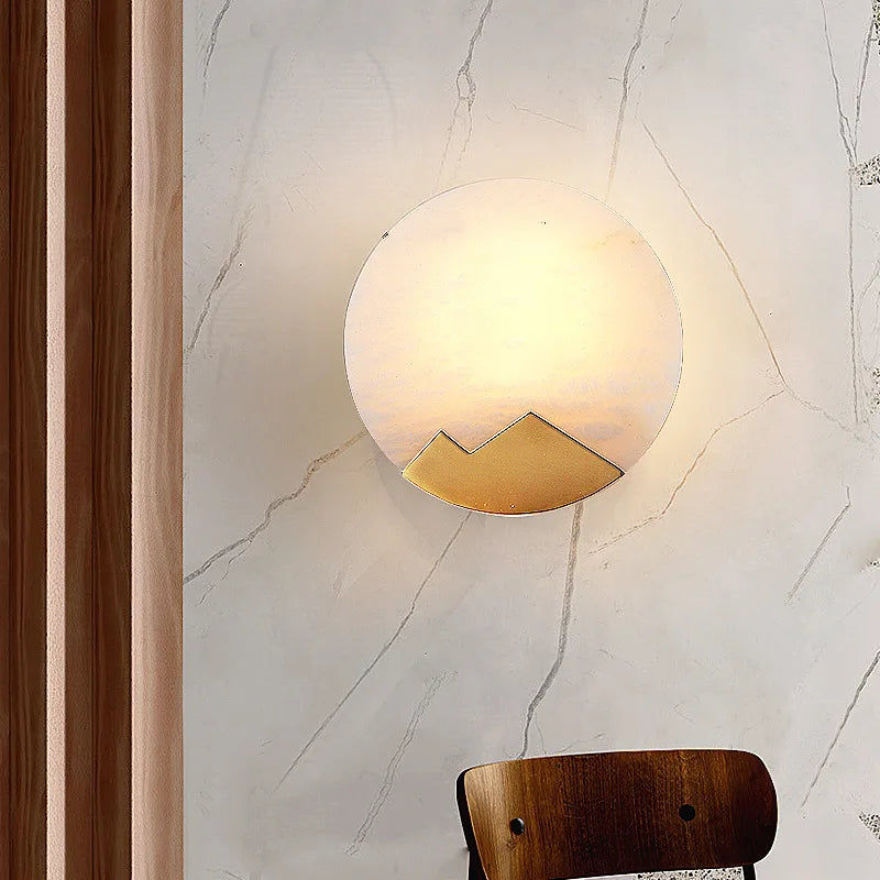 Marble Wall Lights Copper Finish E14 Bulb Sconce for Bedside Aisle, Afralia™ Brand