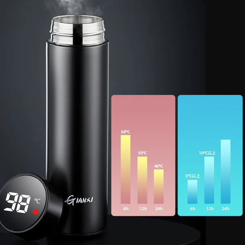Afralia™ Smart Steel Vacuum Cup | One Touch Display | Keep Drinks Hot/Cold