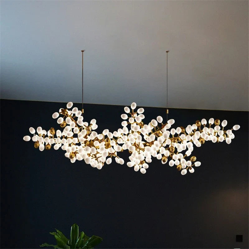 Afralia™ Gold Grape Luxury Glass Pendant Chandeliers for Living Room and Kitchen