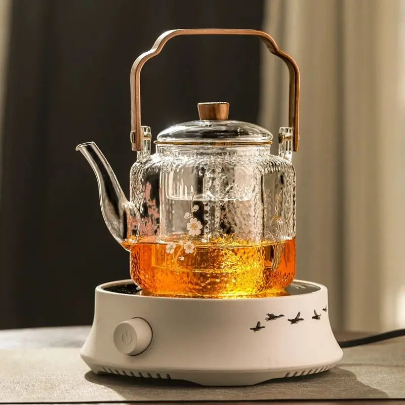 Afralia™ 1000ml Glass Teapot for Home & Restaurant Brewing