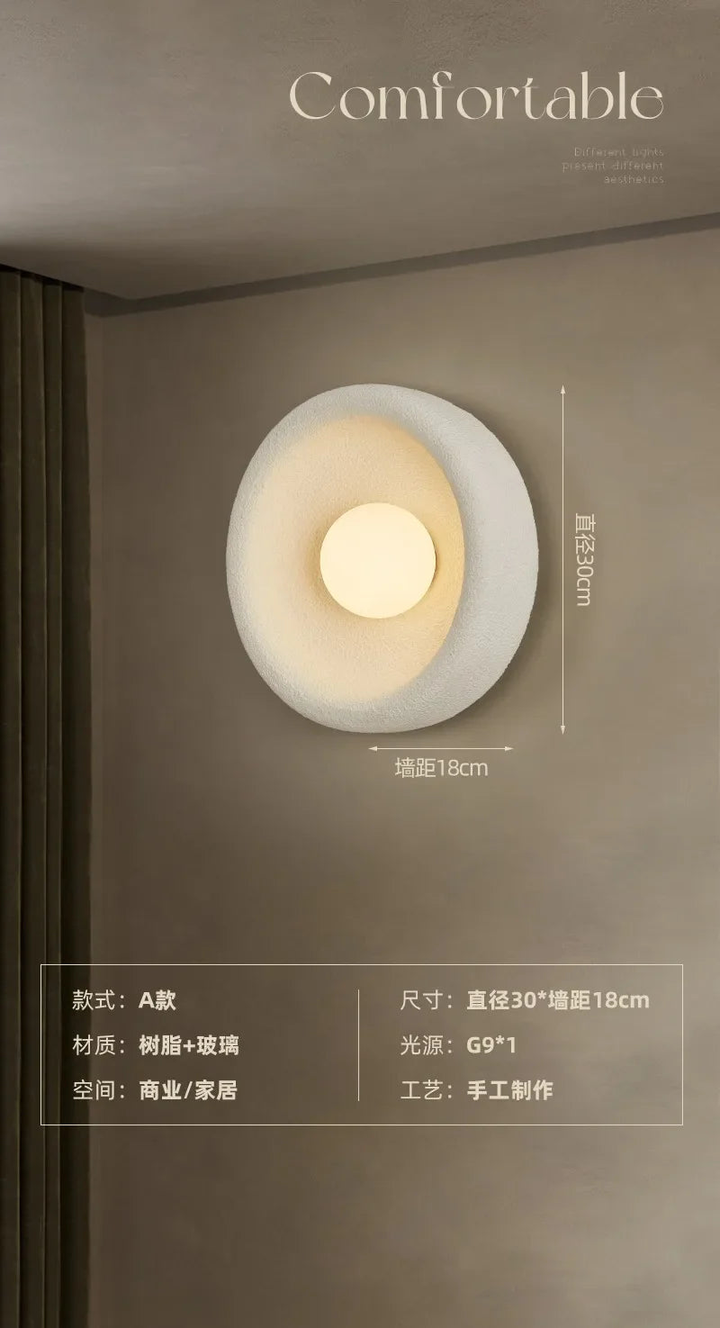 Afralia™ Wabi-Sabi Designer Wall Light LED Warm Atmosphere Resin Living Room Bedroom