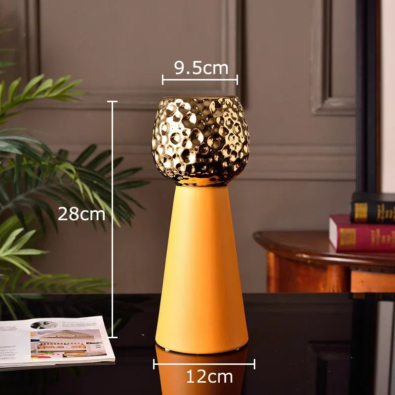 Afralia™ Gold Hammer Pattern Ceramic Vase: Creative Plant Pot for Table Decoration and Floral Arrangement