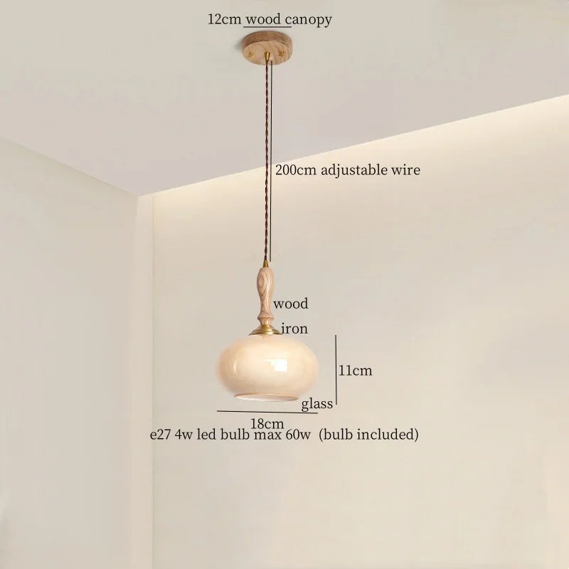 Afralia™ Vintage Resin LED Hang Lamp With Wood Handle - French Style Lighting