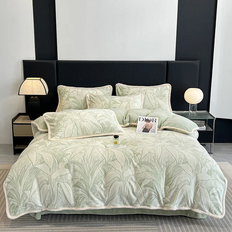 Afralia™ Milk Velvet Jacquard Bedding Set: Autumn Winter Warm Luxury for Bedroom Comfort