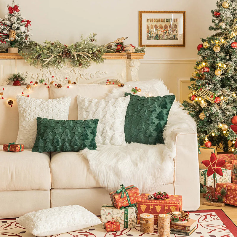 Afralia™ Christmas Plush Pillowcase for Living Room Sofa Party Cushion Covers