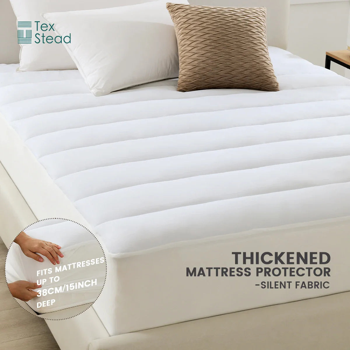 Afralia™ Waterproof Quilted Mattress Pad Protector with Deep Pocket, Soft Breathable & Machine Washable