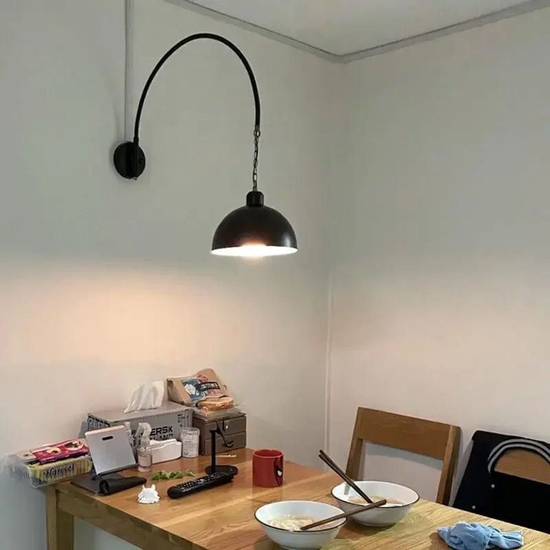 Afralia™ Long Swing Arm Wall Lamp, Industrial Vintage Living Room Light