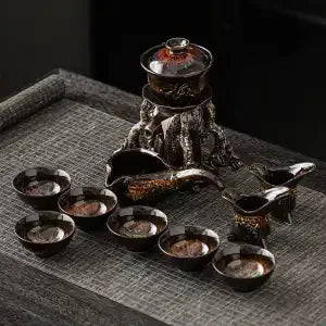 Afralia Dragon Teapot & Magnetic Rotating Tea Set, Chinese Kung Fu Teaware