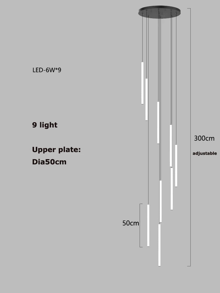 Afralia™ Modern LED Tube Ceiling Chandelier Staircase Lights Lighting Fixtures Home Decor