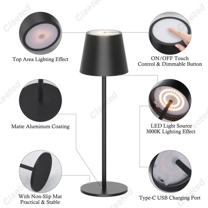 Afralia™ Rechargeable Wireless Touch Lamp for Bedroom and Desk