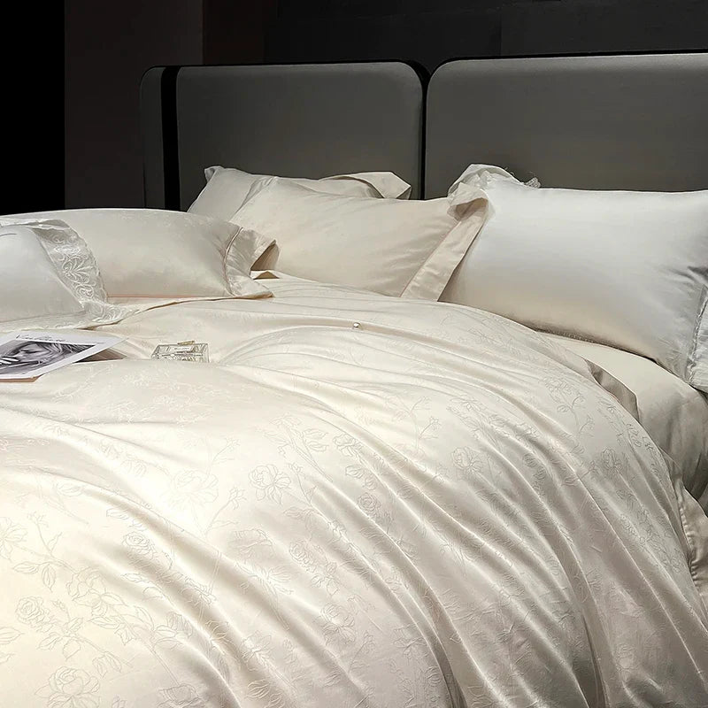 Afralia™ Luxury Satin Jacquard 1000TC Egyptian Cotton Bedding Set with Silkiness