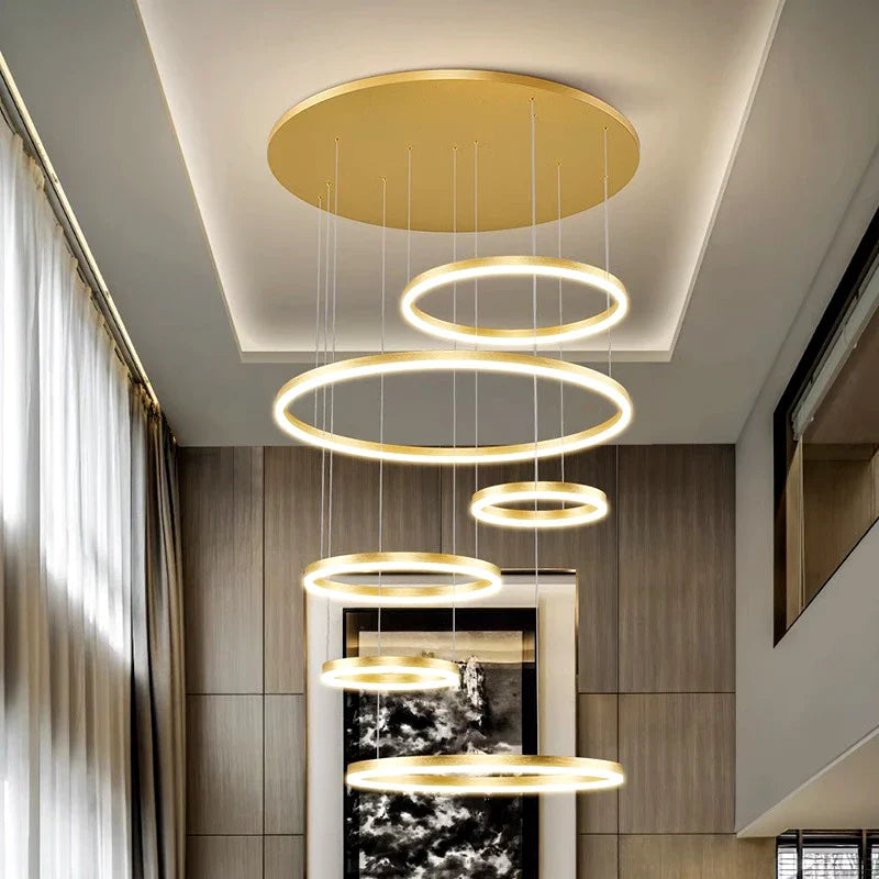 Afralia™ Modern Ring Pendant Chandelier LED Lighting for Living Room