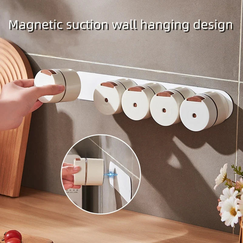 Afralia™ Magnetic Spice Jar Set Wall Mount Kitchen Organizer