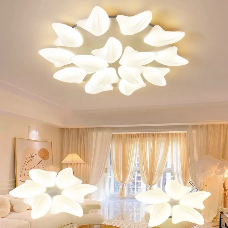 Afralia™ Flower LED Chandelier Remote Dimming Modern Ceiling Light Fixture