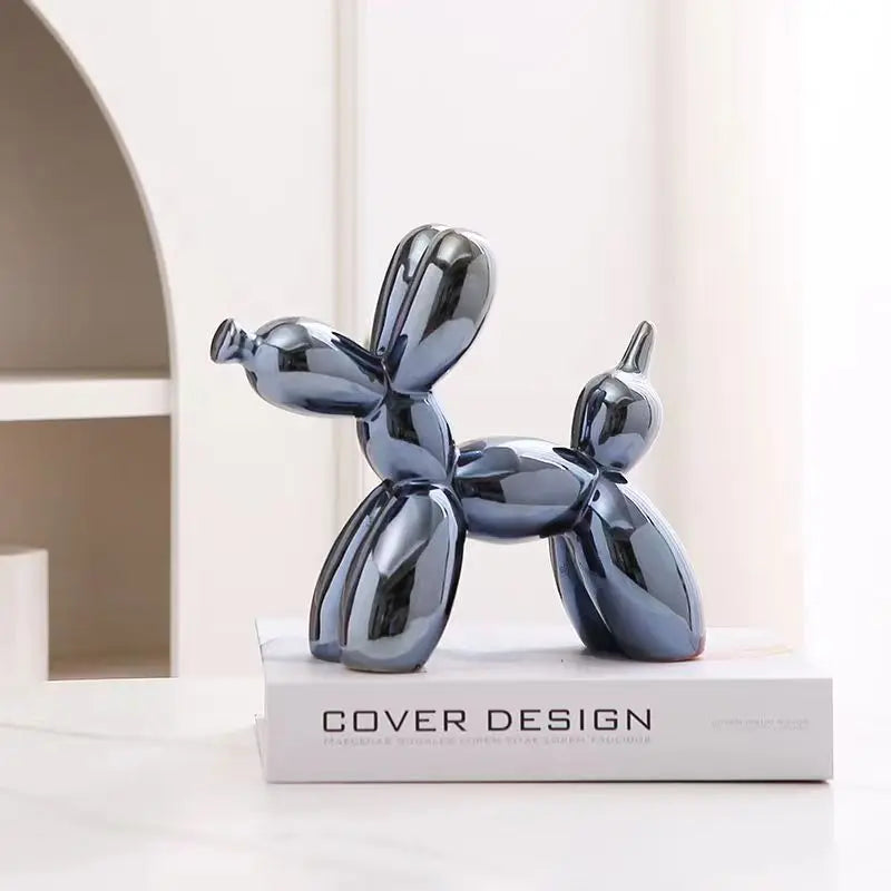 Afralia™ Mini Ceramic Balloon Dog Sculpture for Home Office Decor and Festive Accents