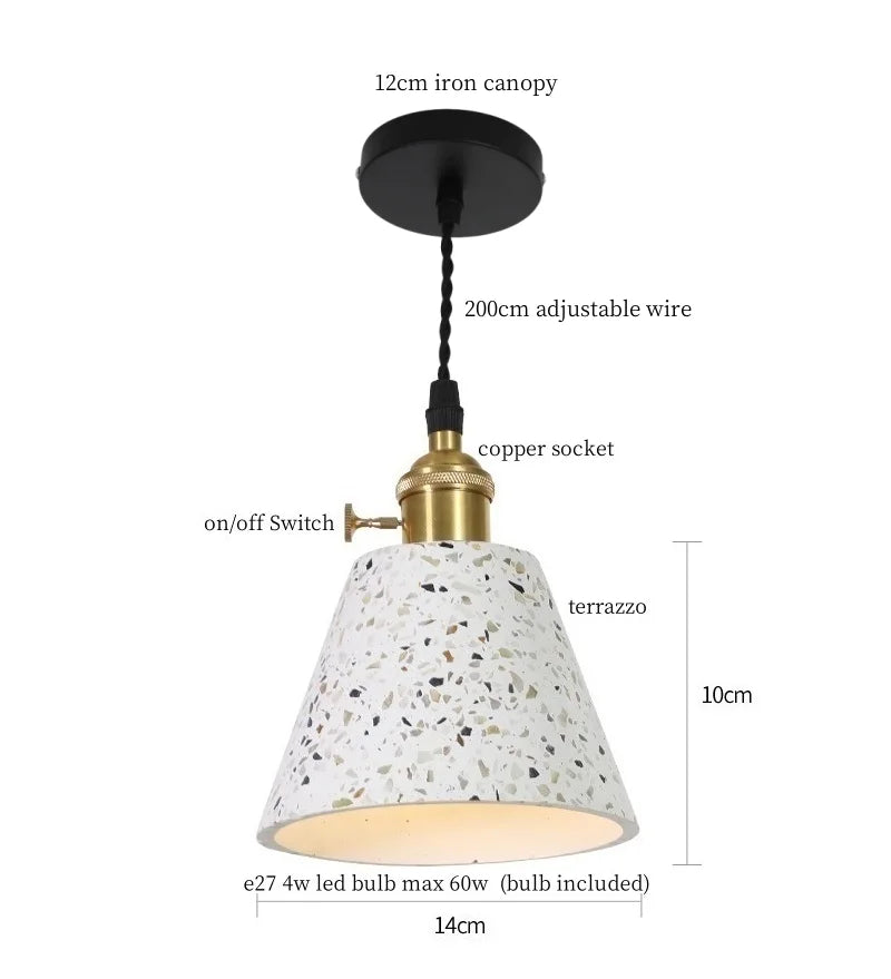Afralia™ Terrazzo LED Pendant Lights, Adjustable Wire, Nordic Modern Hanging Lamp