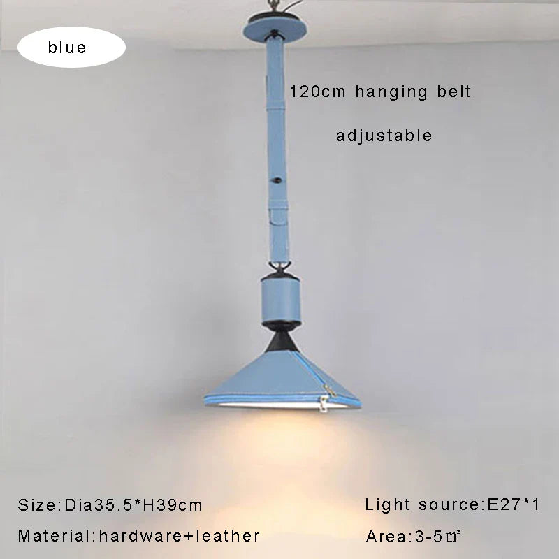 Afralia™ Modern Brown Blue Leather Pendant Light Chandelier for Home Decoration