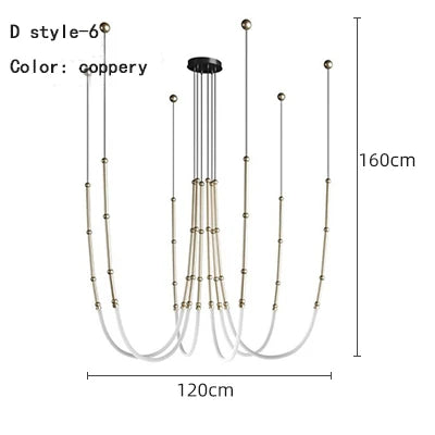 Afralia™ Linear Creative Chandelier for Living Room Lobby, Bedroom, Hotel, Restaurant Lighting