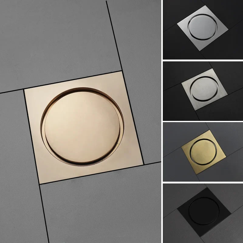 Afralia™ Brass Square Shower Floor Drain for Kitchen and Bathroom, Insect-proof and Odor-proof