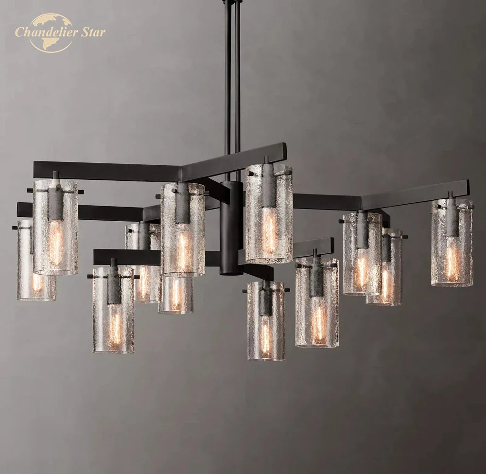 Afralia™ Charleroi Glass Pendant Chandelier - Modern LED Round Hanging Light for Living Dining Kitchen