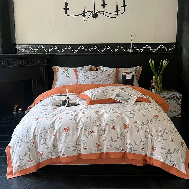 Afralia™ Egyptian Cotton Bedding Set: Queen King Full Size Sheet Pillowcase Comforter Cover