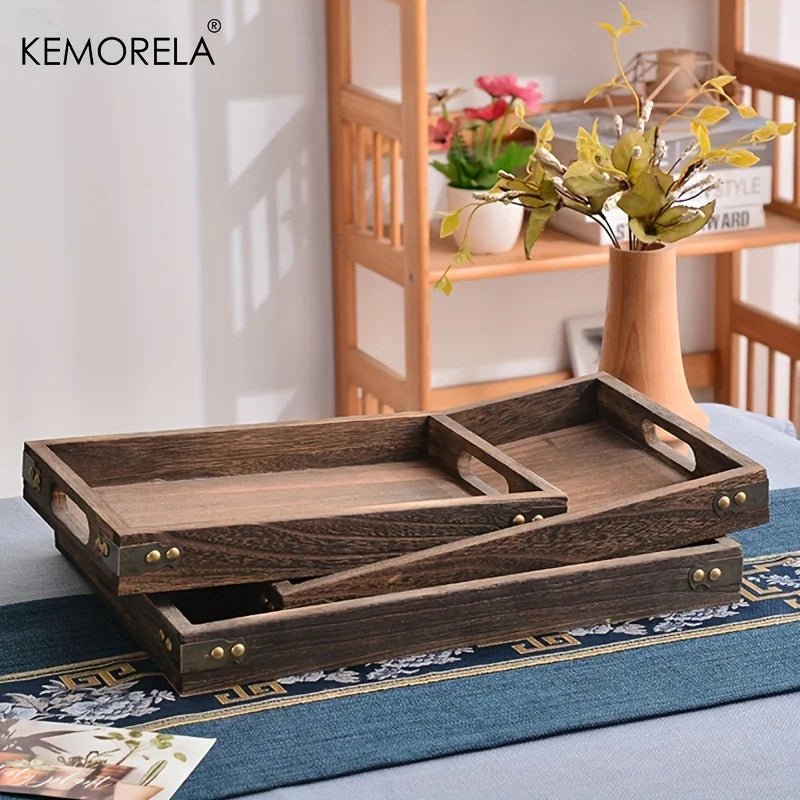 Afralia™ Classic Wooden Tea Tray - Versatile Serving and Storage Solution