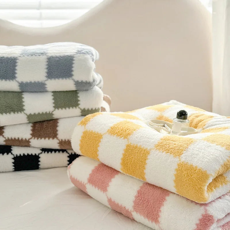 Afralia™ Plaid Coral Fleece Autumn Bed Blanket - Warm, Cozy, Skin-friendly for Winter