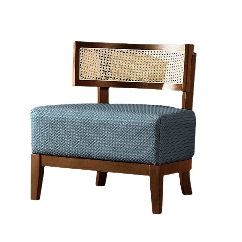 Afralia™ Nordic Rattan Sofa Chair: Solid Wood Outdoor Furniture Balcony Seating
