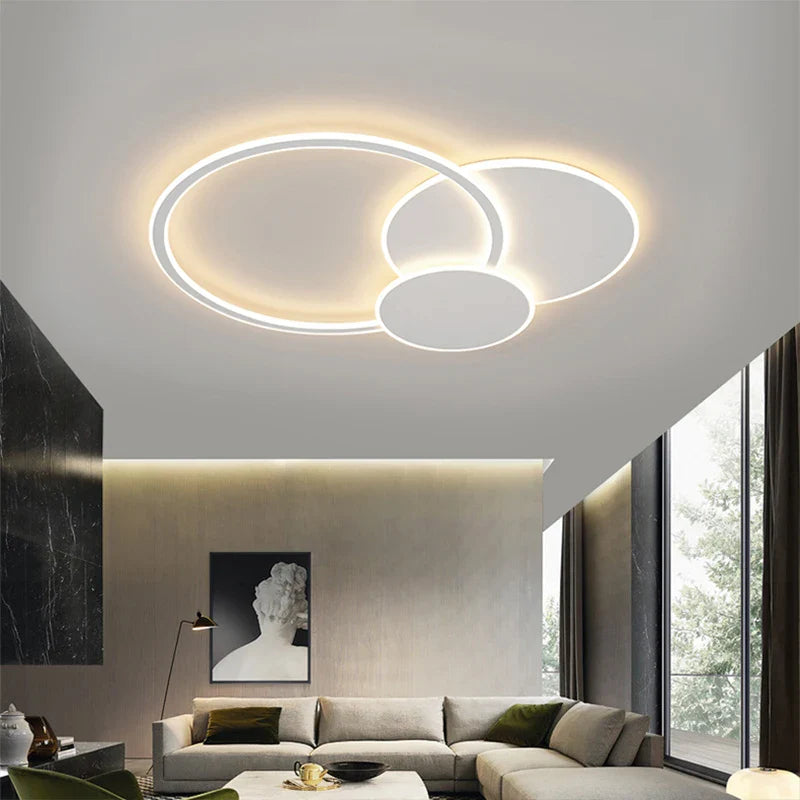 Afralia™ Modern White Ring Ceiling Chandelier for Living Room Hall Bedroom Kitchen Smart Lighting